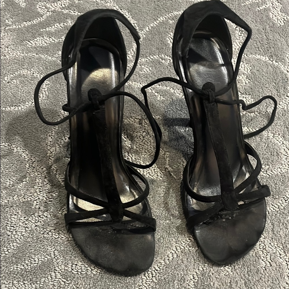 Elegant Black Strappy Women's Heels